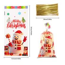 50 قطعة أكياس تغليف حلوى عيد الميلاد، أكياس هدايا مسطحة ب- 4 أنماط متنوعة مع أربطة