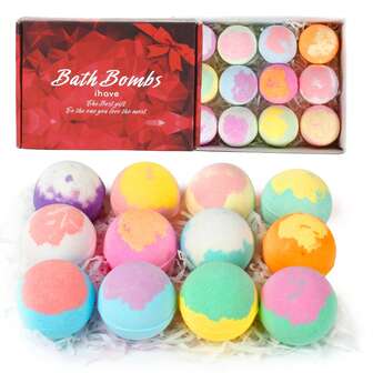 12pcs Bath Bomb Gift Set | Bathing Essentials, Great Gift For Girlfriend/Mom, Birthday, Holiday, Full Body Care Bath Bombs