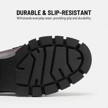 Women Chunky Loafers 2.17-Inch Heel Platform Loafers Pumps Slip On Casual Street Fashion Elegant Versatile Shoes - 棕色 - 查看 6