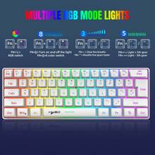 HXSJ 61 键 3 模式有线/无线超薄薄膜键盘，USB-C 可拆卸线缆，双色注塑键帽，RGB 背光，可充电，即插即用，适合游戏、办公和家庭使用