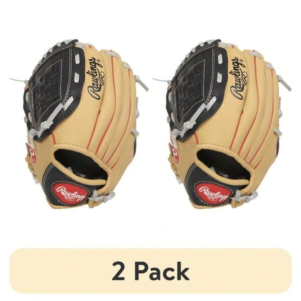 (2 Pack) Rawlings Players Series 10 In. Youth T-Ball And Baseball Gloves And Mitts, Left Hand Throw
