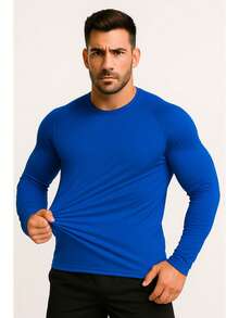 Black Thermal T-Shirt Long Sleeve Second Skin UV Protection 50 Grêmio - 寶藍色 - 查看 3