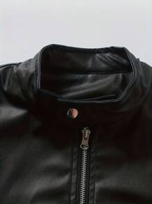 Men's Motorcycle Jacket, Urban Casual Stand Collar PU Leather Coat , Fall Winter