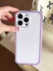 高端品质苹果智能手机时尚保护壳，三合一加厚硬质材料，彩色纯色边框，个性化创意粉色、白色、黑色、蓝色、绿色可选，简约防摔全包透明触感彩色手机壳，防水、防震、防摔、防刮。 - 紫色 - 查看 2