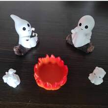 1 件幽灵篝火主题套装（不含蜡烛）万圣节装饰树脂挂件，营造梦幻氛围，适用于家居装饰、房间装饰、秋季装饰、客厅、台面柜、户外花园、节日场景布置、氛围照片道具，万圣节和周年纪念的独特礼物 - 彩色 - 查看 13