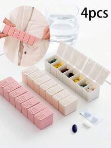 4/2pcs Portable Mini Medicine Storage Box, Letter Pill Box, Cute Pink Weekly Travel Medicine Box Rack, Compartment Manager Dispenser, 7-Day Independent Travel Medicine Container Portable AM/PM Pill Rack,Easter, King's Day, Baptism, Confirmation Ceremony, Wedding, Father's Day, Mother's Day, Pride Month, Camping, Party Bag Fillers, Airplane Essentials, Travel Accessories, That Girl Must Have Items