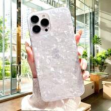 Simple & Elegant White Shell Pattern Phone Case Waterproof Shockproof Anti-Fall Scratch Resistant,International Version, Not The Domestic Version - White - View 1