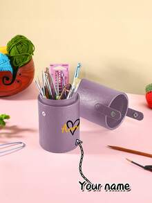 1PC Personalized Makeup Brush Case | Engraved Name Cosmetic Pouch With Mirror & Waterproof Lining (Gift Box + Dustproof Zipper) - Multicolor - View 5