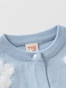 Girls' Sweater Cardigan, Single Layer Core-Spun Yarn, Faux Mink Floral Pattern, Autumn/Winter, Toddler & Little Kid