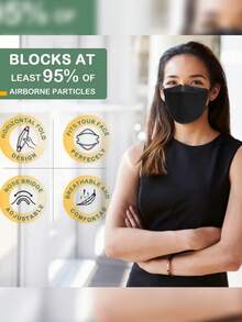 50 片鱼形设计，配有舒适可重复使用的耳挂，ASTM 1 液体屏障，成人透气防护可重复使用面罩，牢固贴合，时尚面部覆盖，耐用面罩 - 彩色 - 查看 3