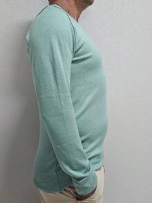Men's Cold Weather Blouse | Men's Knitted Sweater | Winter Knitted Wool Pullover Long Sleeve V-Neck - 薄荷綠 - 查看 10