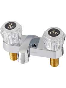 Llave Mezcladora de 4" Cuello Corto Material de Acrilico  Para Lavabo - Plateado - Ver 2