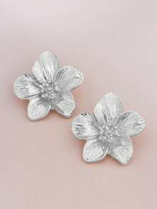 1 par de pendientes de flor de textura con diseño elegante, accesorios apropiados para el uso diario y reuniones