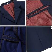 5-Piece Boys Formal Suit Set Slim Fit Blazer Jacket  Vest Waistcoat  Dress Pants  Shirt Bow Tie  Ring Bearer & Wedding Party Outfit  Kids Ages 2-14 Years School Opening Ceremony Season To Wear - 藏青色 - 查看 5