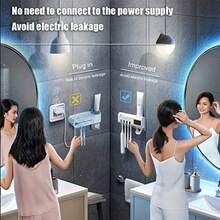 1 USB Charge Wall Mounted Toothbrush Holder With Automatic Toothpaste Dispenser, UV Sterilization Toothbrush - Can Hold 4 Toothbrushes Without Drilling Installation, Rechargeable Lithium Battery,Preferred Holiday Gift - Multicolor - View 9