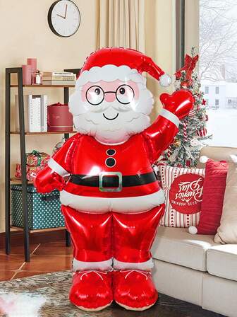1 个超大圣诞老人铝箔气球，61 英寸圣诞派对装饰气球，适合圣诞派对装饰，圣诞老人圣诞气球装饰，万圣节