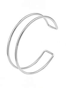 6件套简约时尚复古硬币街头风度假休闲金属水滴交叉可调节臂环手镯，适合派对、送礼、日常佩戴 - 銀色 - 查看 3