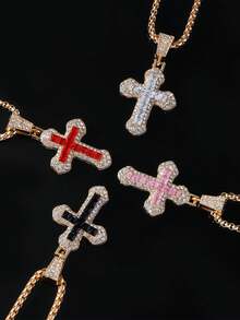 适合男孩和女孩的钛钢嘻哈长项链，时尚吊坠毛衣链 - 彩色 - 查看 6