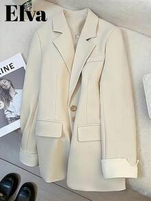 ELVA Teacher Fall Corporate Teacher Work Blazer For Women Business Casual Women Elegant Business Professional Professional Business Casual - Apricot - View 2