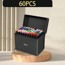 24/30/36/48/60/80/120/168 Colors Dual Tip Art Markers, Alcohol Markers, Sketch Markers Pens Permanent Alcohol Based Markers With Case For Drawing Sketching, Black Barrel, Party Favors, Home Decoration Back To School Supplies