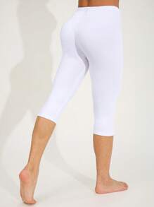 3条装女士休闲简约白色紧身裤，高弹力紧身短裤，适合健身、跑步、运动，柔软舒适的踩脚连裤袜，适合室内运动、户外散步、骑行、徒步、沙滩等多种场合，百搭裤装