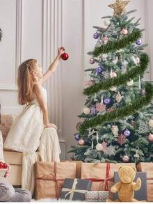 1 Stück 5m grüner Weihnachtsgirlande, künstliche Weihnachtsgirlande, zum Selbermachen von Kränzen, geeignet für Innen- und Außendekoration, Türdekoration, Herbstdekoration für Veranda, Herbstdekoration für Zuhause, Raumdekoration, Heimdekoration, Schlafzimmerdekoration, Weihnachtsdekoration Winter