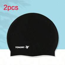 1/2 piezas Gorro de natación de unicolor, Gorro de natación de color para hombres y mujeres, Gorro de silicona impermeable y cómodo para natación, Protección impermeable para los oídos que no aprieta
