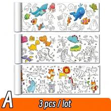 Rollo de dibujo de lienzo de animales de 90cm para niños, rollo de papel para colorear, relleno de Color, Graffiti, pintura cortada en papel, escuela educativa - Un juego de 3 piezas - Ver 1