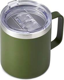 Termo para Cafe de Acero Inoxidable 400ml, Termo Taza para Café con Tapa Hermética, Pajita y Cepillo de Limpiezar, Taza Termica Frio y Caliente Portátil Vaso de Viaje para Cafe, Té, Agua y Una Variedad de Bebidas (oro rosa) - Verde oscuro - Ver 8
