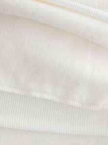 Men's Plain Flannel Round Neck Sweatshirt - 米色 - 查看 4