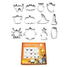 12pcs/Set Stainless Steel Halloween Cookie Mold, Durable Material Not Easy To Deform, Suitable For DIY Cookie Making, Holiday Baking Decoration, Parent-Child Handmade Activities, For Baking Enthusiasts And Families With Halloween Baking Needs