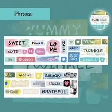 1 Roll English Letter Phrase PET Decorative Adhesive Tape, Suitable For Notebook Decoration, Scrapbooking, Phone Case Decor, Water Bottle Decor, Waterproof And Tear-Resistant, Magazine Collage, Basic English Letter Planner Sticker Tape - Multicolor - View 14