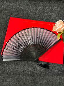 Elegant Vintage Bamboo Folding Fan With Floral Pattern - Handcrafted, High Quality Hand Fan For Daily Use And Cultural Events - Ideal Gift For Students And Traditionalists, Bamboo Decoration