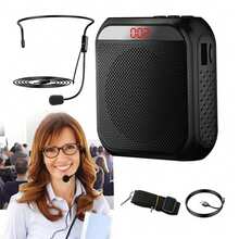 Rechargeable Voice Amplifier - 2200mAh Portable PA System With Headset Mic For Teachers & Presenters Christmas Gifts - Black - View 9
