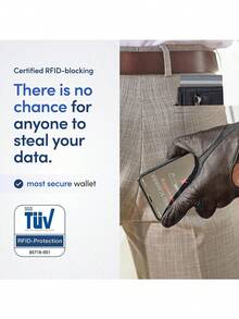 RFID Pop-Up Credit Card Holder Men's Wallet, Bifold Front Pocket Card Case Short Wallet, Travel Wallet, Compatible With Apple Airtag Tracker, Airtag Card Holder Wallet, Gift For Men - Blue - View 9