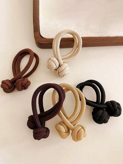 Set de 5 piezas de elásticos para el cabello de mujer de estilo minimalista y versátil, adecuados para uso diario, ir al trabajo, fiestas, casual, vacaciones para recoger el cabello en cola de caballo y moño, y para hacer deporte