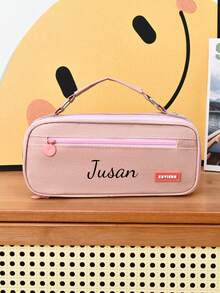 1pc Customized Cosmetic Storage Bag, Nylon Material, Zipper Closure, Women'S Gift, Personalized Multi-Purpose, Simple, Minimalist, Festive Atmosphere/Vacation, Casual, Suitable For Girlfriend, Family, Friends, Can Print Name Or Message. Can Exclusive Name, Letters, Lucky Numbers, Etc.
