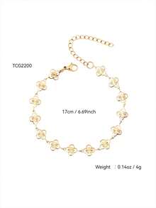 TONSI 1 件优雅奢华复古法国高端不锈钢 18K 镀金四叶草链式手链，适合假期、旅行、工作、日常佩戴、派对、聚会 - 女士珠宝，镂空四叶草项链和手链首饰套装，不褪色女士珠宝配饰