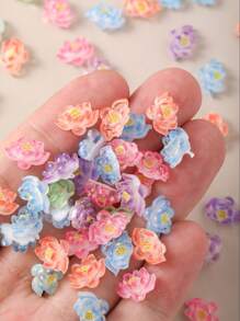 10PCS/30PCS/50PCS/100PCS Colorful Flower Herb Nail Jewelry Multi-Color Mixed Color Transparent Aurora Cherry Blossom Rhinestones Nail Accessories Large Flat Acrylic Nail Decorations 3D Gradient Smudged Cherry Blossom Design Cute Nail Jewelry Resin Nail Art Supplies Women Girls Nail Art Accessories DIY Leisure Art Nail Salon Japanese And Korean Style German And British Style Nail Decorations