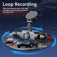 1pc 360° 3/4-Channel Car Dash Cam - Front 1080P & Rear/Left/Right 720P, 3.16" IPS Display, Night Vision, 24H Parking Mode (G-Sensor/Motion Detection),  Music Player, Supports 64GB Card - Four -way display - View 2