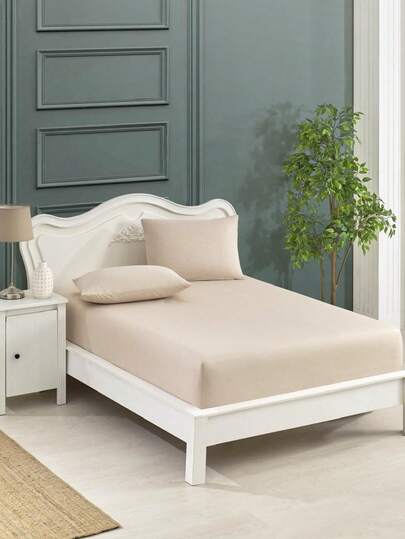 Fitted Bed Sheet Set – Turkish Cotton – Single Size (100x200+30) , Double Size (160x200+30), King Size (180x200+30) + 2 Pillowcase – Includes 50x70 Cm Pillowcases - Made In Turkey