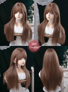 alicegarden 1 Piece Synthetic Heat-Resistant ,Long Straight Hair Wig In Gold Wigs , Made From Fiber, Suitable For Daily Use, Natural And Realistic False Hair(Excluding Accessories)