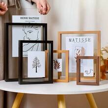 1pc Wooden Double-Sided Transparent Photo Frame, Tabletop Display, Thickened High-Definition Acrylic Clear Panel, Suitable For Photos, Plant Specimens, New Desktop Decor Frame