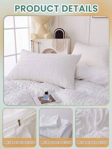 2/3 Pcs Duvet Cover Set, Bedding Set, Mothers Day Decor, Solid Color Seersucker Duvet Cover Set, Soft, Skin Friendly And Elastic, Lightweight And Ailky Smooth, Washed Microfiber Duvet Cover, Room Decor, For All Seasons, Bedding Set, Fits Twin/Full/King/Queen Size Bed, 1pc Duvet Cover And 2/1pc Pillowcase, Holiday Gifts, Mothers Day Gift - trắng - Xem 5