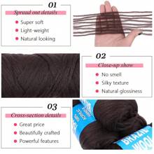 3/5/8Roll Black Brazilian Wool Hair Yarn For Hair Crochet Braiding Braid Twist Warps Senegalese Twisting Jumbo Braids Faux Locs Box Braids Knitting Hair Braids 70G/Roll - Black Brown - View 4