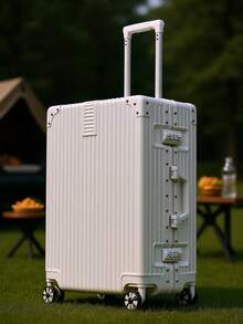 Adjustable Pull Rod, Ergonomic Handle - Durable ABS+PC Hard-Shell Suitcase with TSA Lock, Anti-Theft Alarm, 360-Degree Swivel Wheels, Quiet Travel Essentials, Large Capacity Luggage, Travel Essentials Bag | Adjustable Pull Matage | - 白色 - 查看 3