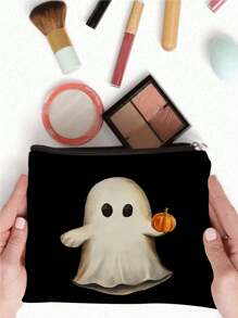 1/4 件，万圣节可爱鬼图案印花化妆包和洗漱用品收纳包 - 深色哥特学院风格可重复使用药包，卡通美学铅笔袋 - 洗漱包，旅行和化妆收纳包 - 适用于学校、夏季家居装饰、珠宝收纳、零食袋，9 英寸 * 6 英寸旅行必需品包，适合学校假期返校用品女士旅行包 - 彩色 - 查看 2