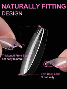 120/600 长椭圆形软胶透明甲片半哑光全覆盖甲片亚克力预压假指甲片指甲延长家用DIY美甲压片美甲产品美甲用品 - 無色 - 查看 3