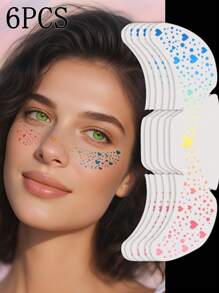 Glitzer Sommersprossen Gesichtstattoo, Glitzer Sommersprossen für das Gesicht, 24/12/6/4/2 Stück goldene Glitzer Sommersprossen, Gesichts-Glitzer Make-up Patches