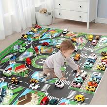 1pc City Traffic Play Mat - Garages - Interactive Road Map For Kids, Educational Tool, Room Decor, Perfect Birthday Halloween And Christmas Gift (Excluding Car Toys) - Multicolor - View 2
